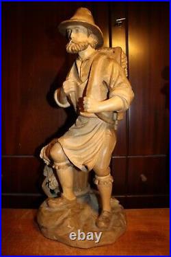 19 Wood Hand Carved Vintner Wine Grower Maker Figure Statue Sculpture Carving