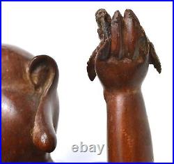 1930's Chinese Boxwood Wood Carved Carving Nude Naked Mother Baby Figure Statue