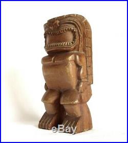 1940-50's Hand Carved Wood Statue Figurine of Tiki Hawaiian Sculpture
