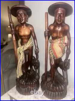 1945 Igorot Tribal Warrior Statues Philippines Vintage Original 1945 Igorot Tribal Warrior Statues Philippines Vintage Original