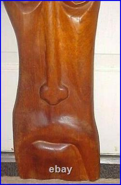 1950's MID Century Hand Carved Wooden Stylized Head 24 Wall Sculpture
