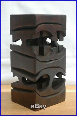 1960s Mid Century Modernist Brian Willsher Carved Wood Sculpture Lamp Base