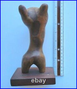 1970s Wooden Surrealist Sculpture Naked Person With Pig Head William Tarr Signed