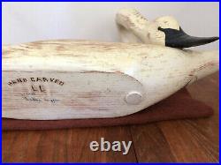 1980s Vtg 24 American FOLK ART WOODEN SWAN Sculpture SIGNED USA decoy