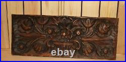 1985 Floral hand carving wood wall hanging plaque still life signed
