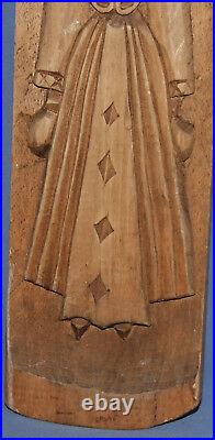 1991 Hand carved wood wall decor plaque woman with folk costume