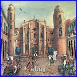 1998 Mexican Folk Art Bas Relief Wood Carving Panel Signed Tristan (Old Habana)