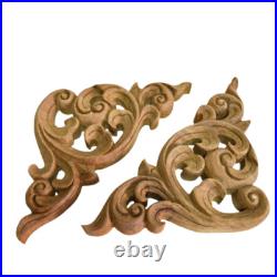 2 Pcs Wood Carved Teak Wood Panel Flower Vintage Thai Wall Art Home Decor Gift