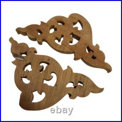 2 Pcs Wood Carved Teak Wood Panel Flower Vintage Thai Wall Art Home Decor Gift