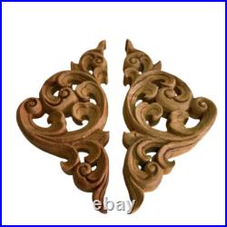 2 Pcs Wood Carved Teak Wood Panel Flower Vintage Thai Wall Art Home Decor Gift