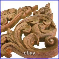 2 Pcs Wood Carved Teak Wood Panel Flower Vintage Thai Wall Art Home Decor Gift