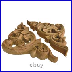 2 Pcs Wood Carved Teak Wood Panel Flower Vintage Thai Wall Art Home Decor Gift