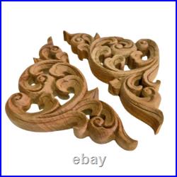 2 Pcs Wood Carved Teak Wood Panel Flower Vintage Thai Wall Art Home Decor Gift