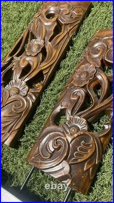 2 RARE VTG Wood Art Abstract Organic Sculptures Hand-Carved Mid-Century Modern