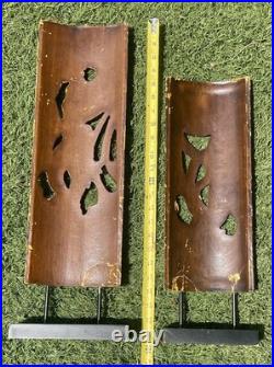 2 RARE VTG Wood Art Abstract Organic Sculptures Hand-Carved Mid-Century Modern