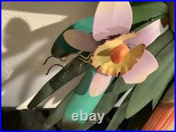 2 Red Parrots Hand Carved In Hibiscus Tree Wood & Metal 40 X 30 X 4 Rare