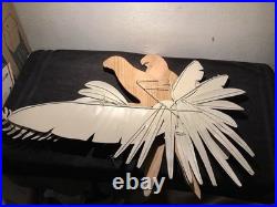 2 Red Parrots Hand Carved In Hibiscus Tree Wood & Metal 40 X 30 X 4 Rare