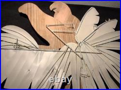 2 Red Parrots Hand Carved In Hibiscus Tree Wood & Metal 40 X 30 X 4 Rare