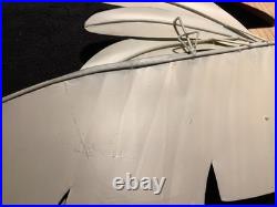 2 Red Parrots Hand Carved In Hibiscus Tree Wood & Metal 40 X 30 X 4 Rare