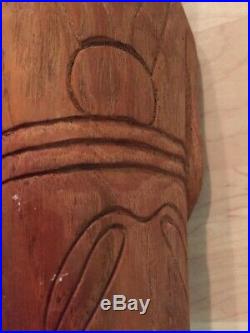 2 Vintage Moai Statue Carved Wood Easter Island Sculpture 1960s Pacific Islands
