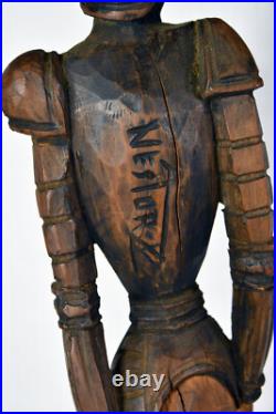 20 Retro Mid-Century Don Quixote Wood Carving Sculpture Signed Nestor 20 Retro Mid-Century Don Quixote Wood Carving Sculpture Signed Nestor