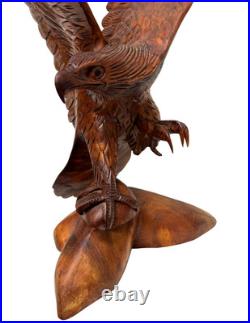 20 Tall Hand Carved Mahogany Wood American Eagle Sculpture Indian Cowboy Horse