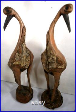 2007 Vintage Prescious Africa Bird Wood Carvings, 1 Piece of Wood Each, 17 Tall