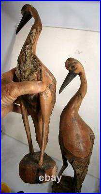 2007 Vintage Prescious Africa Bird Wood Carvings, 1 Piece of Wood Each, 17 Tall