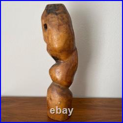 21.5 Hand Carved Wood Sculpture Folk Art Mid Century Modern Abstract Figurative