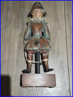 22 Sarreid Italy Victorian Carved Wood Brass Folk Art Sculpture Statue Vintage