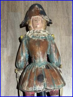 22 Sarreid Italy Victorian Carved Wood Brass Folk Art Sculpture Statue Vintage