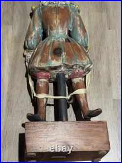 22 Sarreid Italy Victorian Carved Wood Brass Folk Art Sculpture Statue Vintage