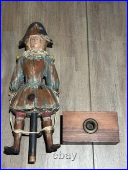 22 Sarreid Italy Victorian Carved Wood Brass Folk Art Sculpture Statue Vintage