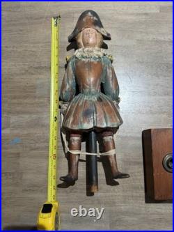 22 Sarreid Italy Victorian Carved Wood Brass Folk Art Sculpture Statue Vintage