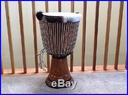 24 DJEMBE Drums West Africa Carved Sculpture- Home Decor Wood Art- FREE COVER