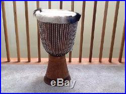 24 DJEMBE Drums West Africa Carved Sculpture- Home Decor Wood Art- FREE COVER