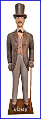 24 Sarreid Italy Victorian Carved Wood Brass Folk Art Sculpture Statue Vtg Mcm