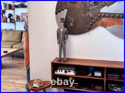 24 Sarreid Italy Victorian Carved Wood Brass Folk Art Sculpture Statue Vtg Mcm