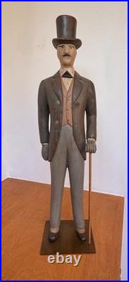 24 Sarreid Italy Victorian Carved Wood Brass Folk Art Sculpture Statue Vtg Mcm