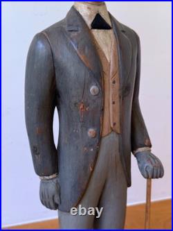 24 Sarreid Italy Victorian Carved Wood Brass Folk Art Sculpture Statue Vtg Mcm