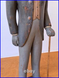 24 Sarreid Italy Victorian Carved Wood Brass Folk Art Sculpture Statue Vtg Mcm