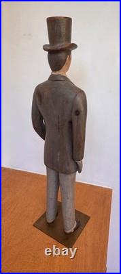 24 Sarreid Italy Victorian Carved Wood Brass Folk Art Sculpture Statue Vtg Mcm