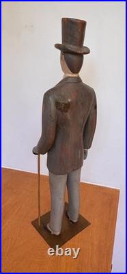 24 Sarreid Italy Victorian Carved Wood Brass Folk Art Sculpture Statue Vtg Mcm