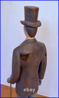 24 Sarreid Italy Victorian Carved Wood Brass Folk Art Sculpture Statue Vtg Mcm