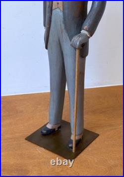 24 Sarreid Italy Victorian Carved Wood Brass Folk Art Sculpture Statue Vtg Mcm