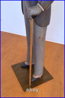24 Sarreid Italy Victorian Carved Wood Brass Folk Art Sculpture Statue Vtg Mcm