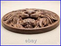 24Hand-Carved Wooden Art Wall Ornament Sculpture Lion 3D Design Wall Decor Gift