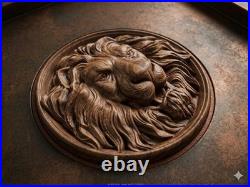 24Hand-Carved Wooden Art Wall Ornament Sculpture Lion 3D Design Wall Decor Gift
