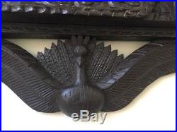 26x17 Carved Wood Wall Art Nepal Window Wooden Sculpture Peacock Large Decor