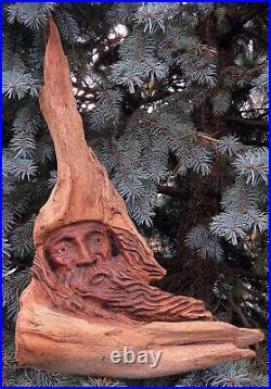 27 Wood Spirit Carving Carved Forest Face Wall Art Sculpture Tree JACK LESLIN